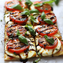 Caprese Flatbread with Fresh Basil and Balsamic Glaze