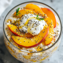  Chia Seed Vanilla Peach Overnight Oats 