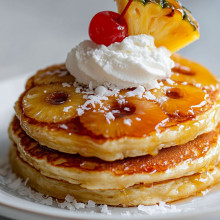 Coconut Pineapple Upside Down Pancakes