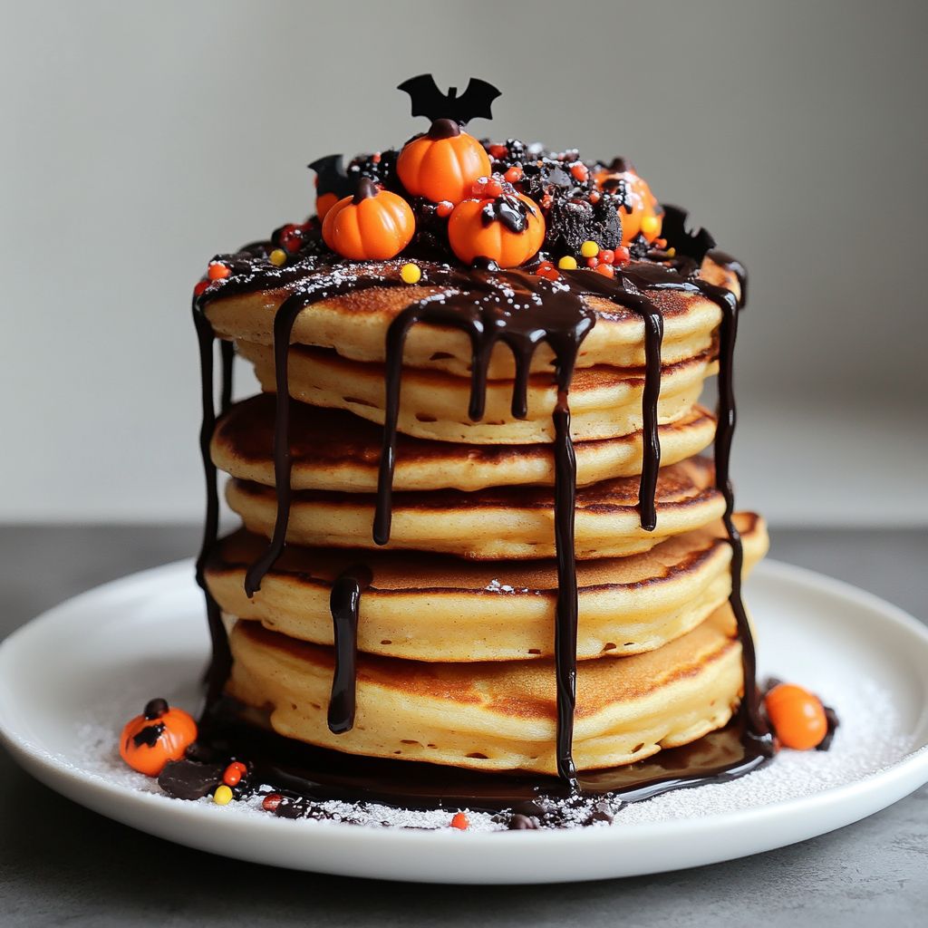 Chocolate Drizzle Halloween Pancakes