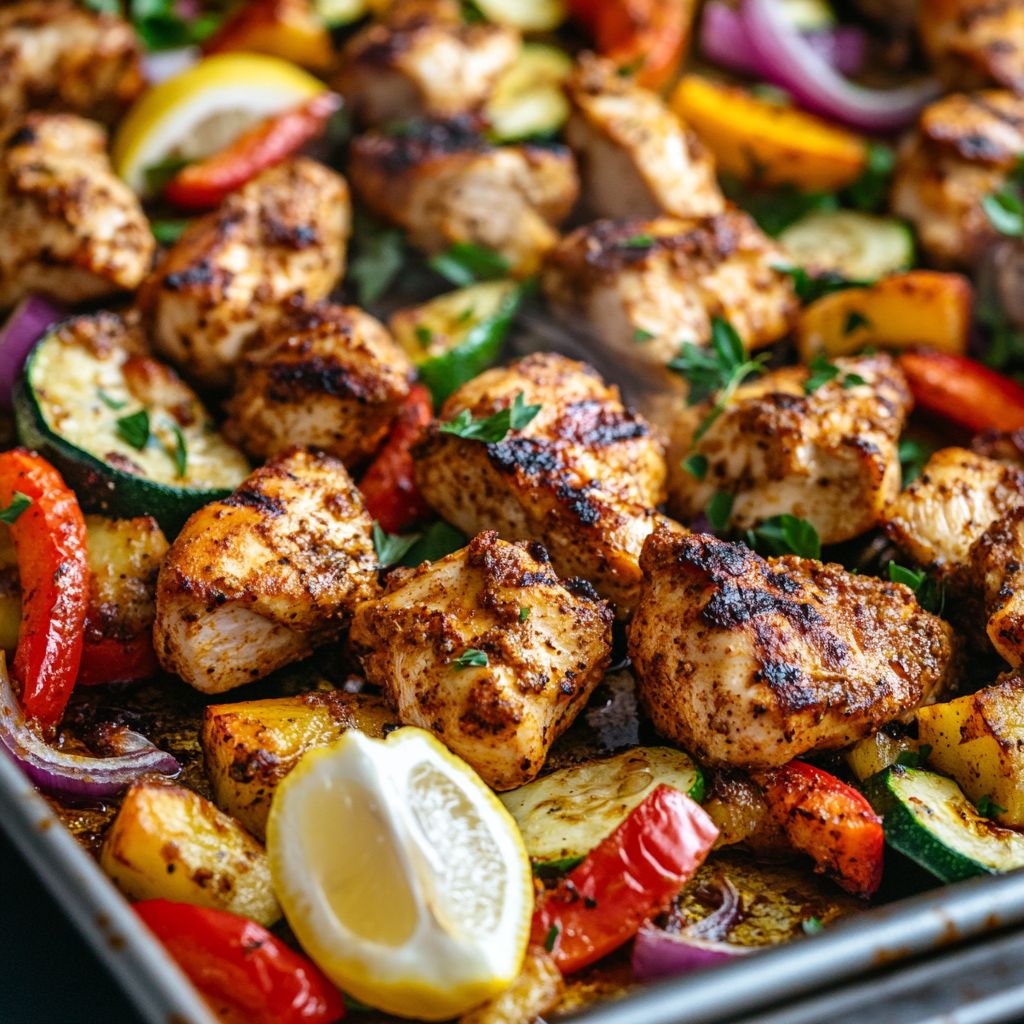  Sheet Pan Chicken Shawarma with Veggies 