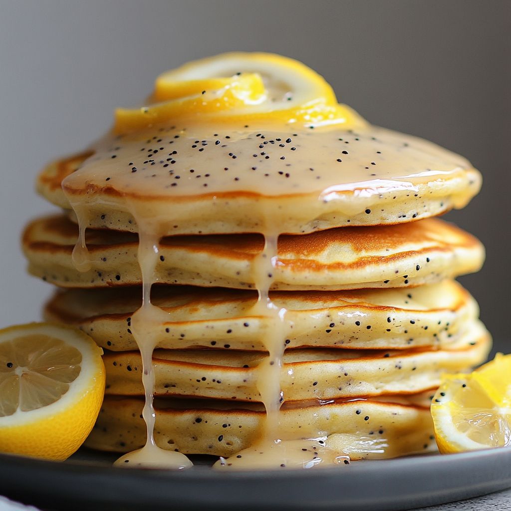 Lemon Poppy Seed Pancakes with Glaze