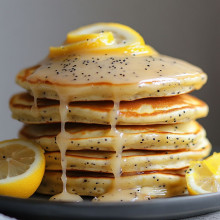 Lemon Poppy Seed Pancakes with Glaze