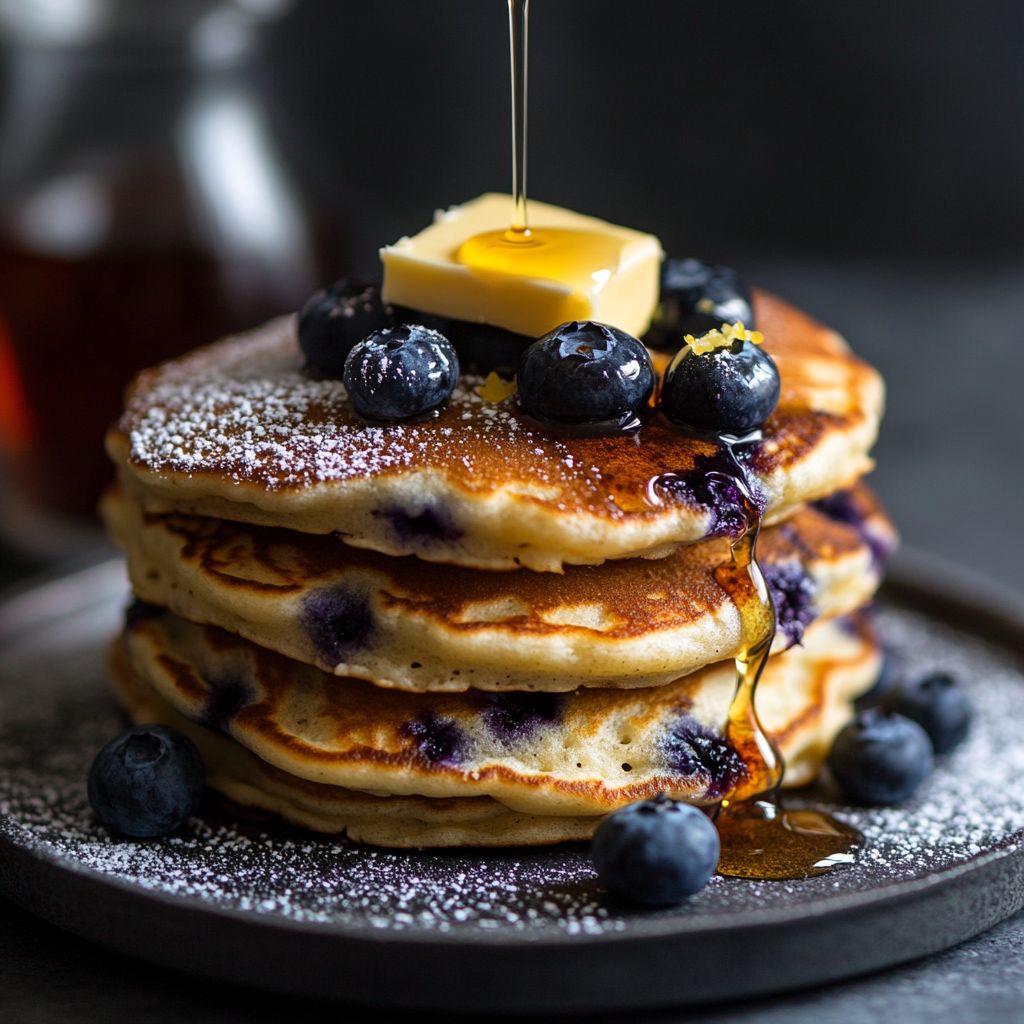 Fluffy Blueberry Pancakes with Lemon Zest