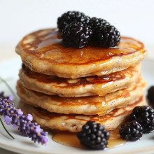 Blackberry Lavender Pancakes with Vanilla Syrup