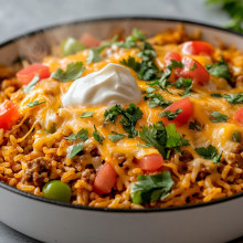 One-Pot Cheesy Taco Rice Skillet