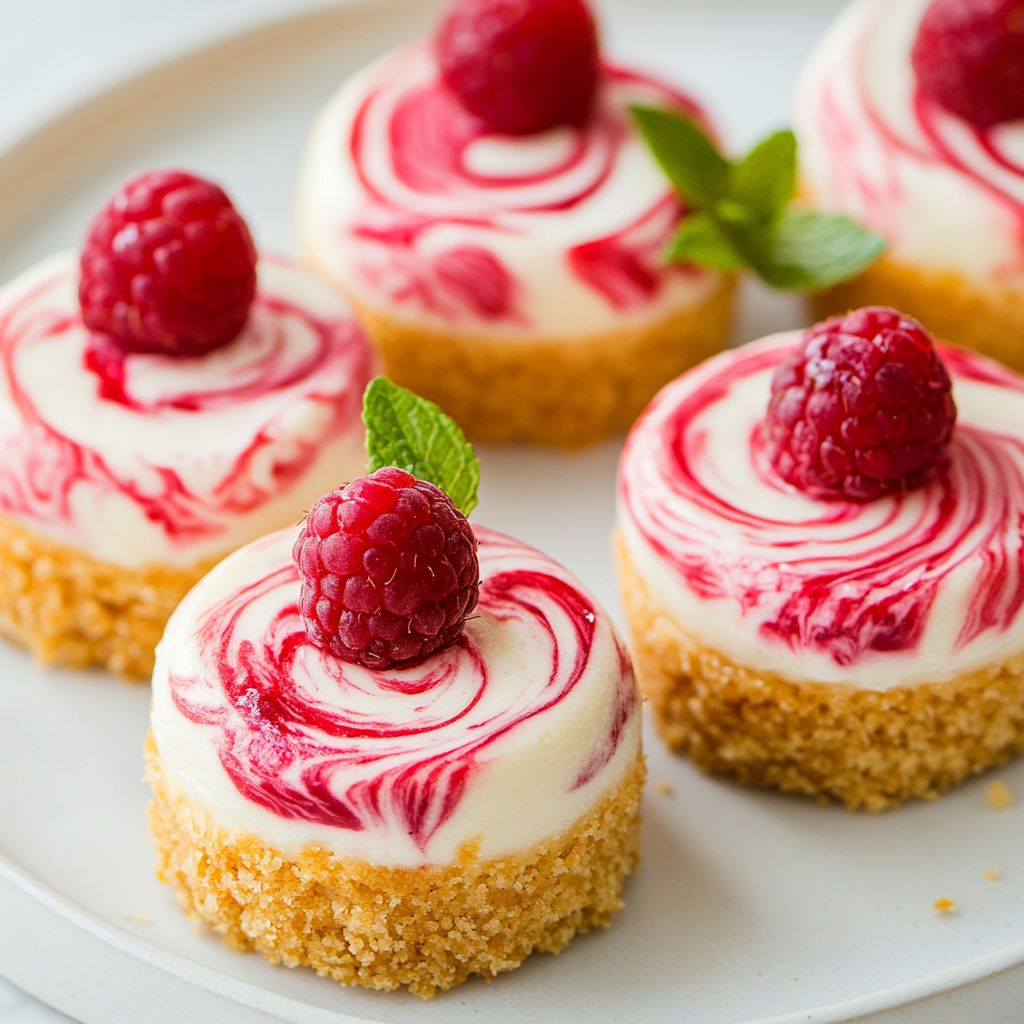 Mini Raspberry Swirl Cheesecakes