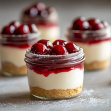 Mini Cherry Cheesecake Jars