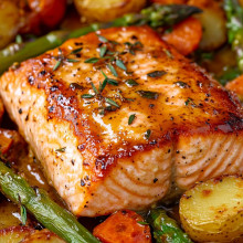 Maple Dijon Salmon with Roasted Veggies