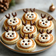 Reindeer Pancakes with Chocolate Antlers