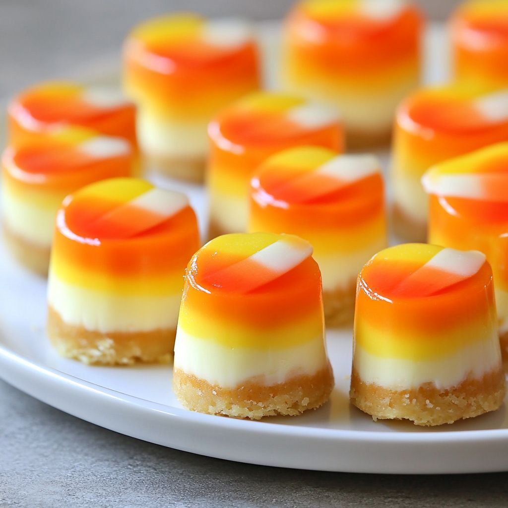No-Bake Candy Corn Cheesecake Bites