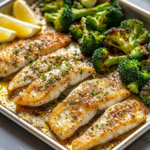 Sheet Pan Garlic Parmesan Tilapia and Broccoli 