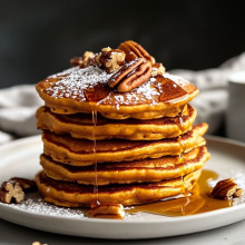 Pumpkin Spice Pancakes with Maple Pecan Syrup