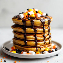 Chocolate Drizzle Halloween Pancakes