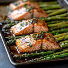  Sheet Pan Balsamic Glazed Salmon with Asparagus 