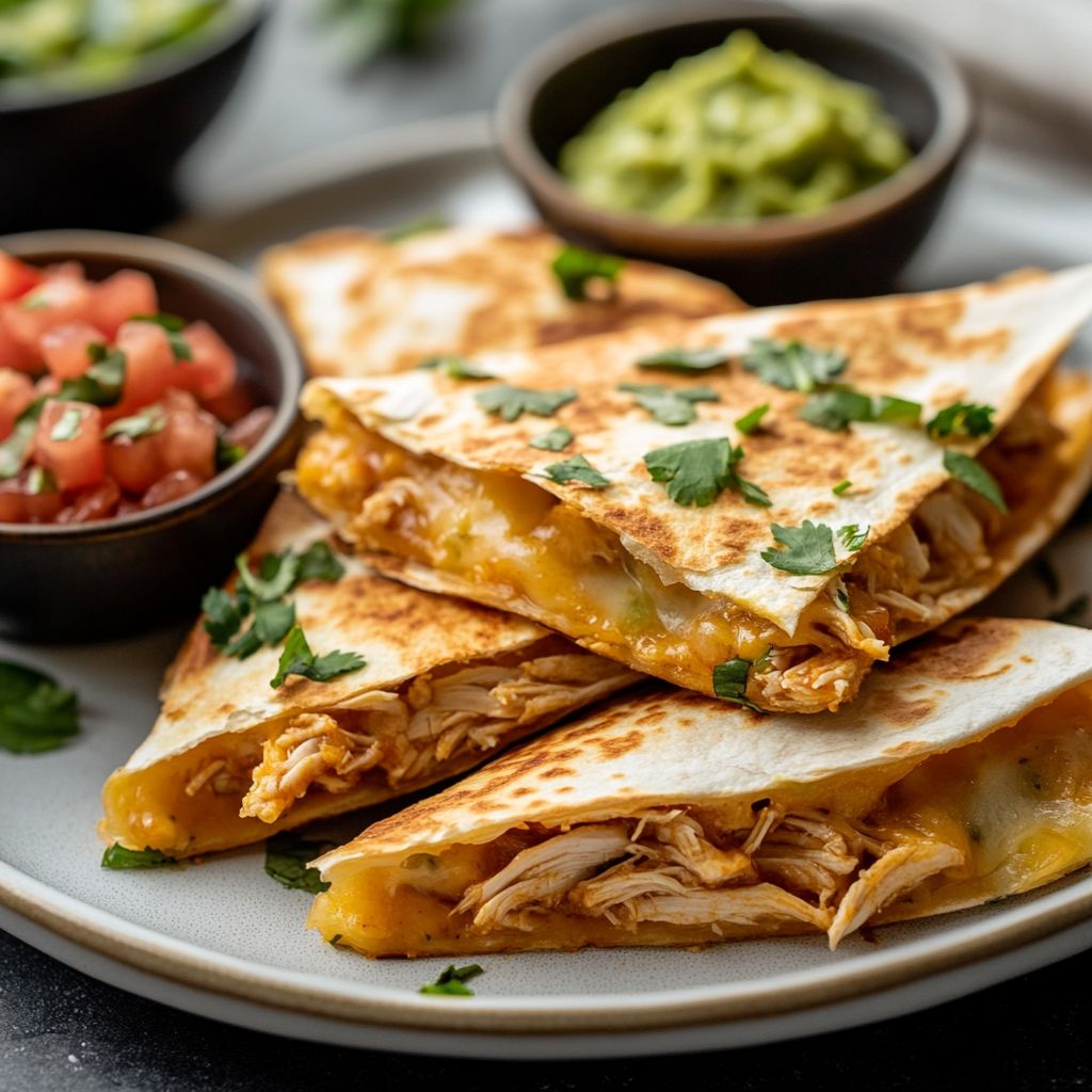 Cheesy Baked Quesadillas with Leftover Chicken