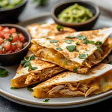 Cheesy Baked Quesadillas with Leftover Chicken