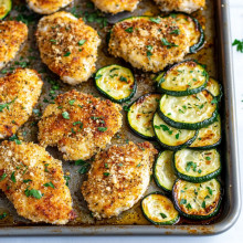 Sheet Pan Parmesan Crusted Chicken and Zucchini