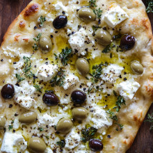  Creamy Feta & Olive Flatbread 