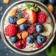 Berry Bliss Overnight Oats with Chia & Almonds