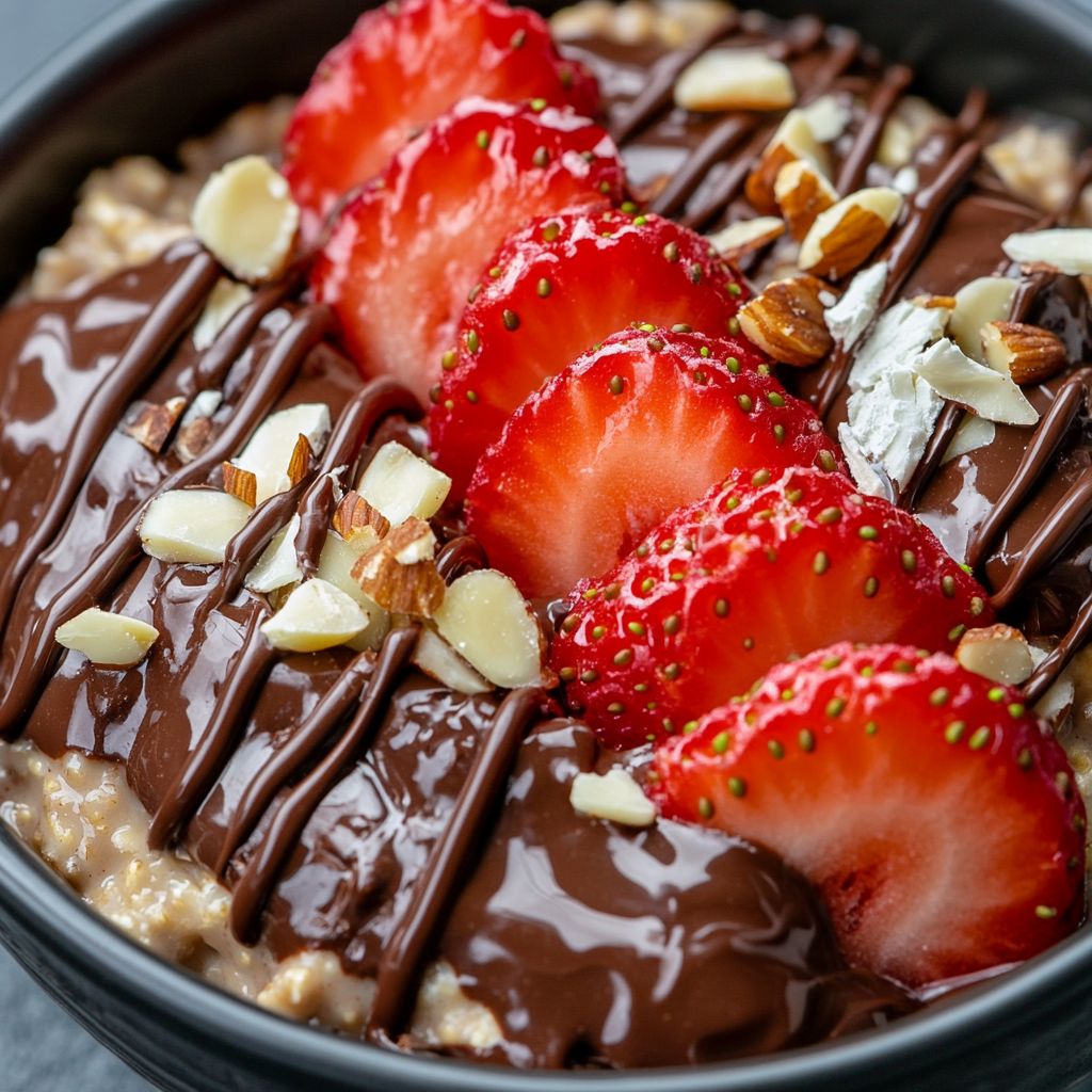 Chocolate Dipped Strawberry Overnight Oats