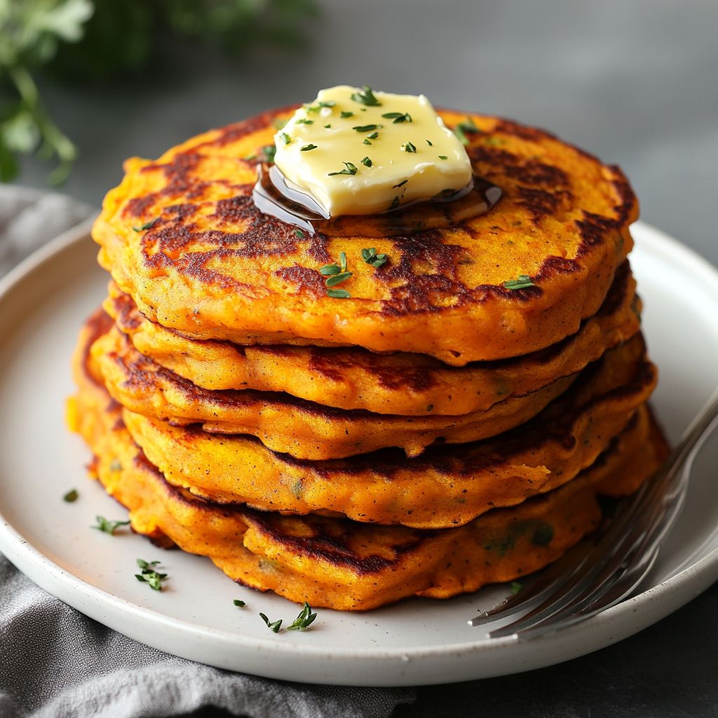 Sweet Potato Pancakes with Herb Butter