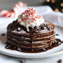 Frosty Peppermint Chocolate Pancakes