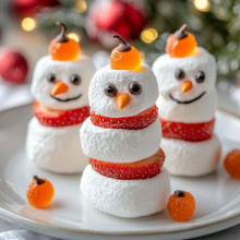 Snowman Marshmallow Strawberry Stacks