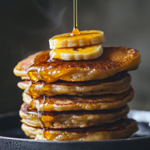 Caramelized Banana Pancakes with Honey Drizzle