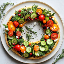 Christmas Veggie Wreath Flatbread