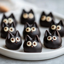 No-Bake Black Cat Brownie Bites