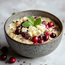 White Chocolate Cranberry Christmas Overnight Oats