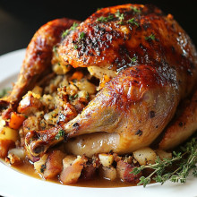 Classic Thanksgiving Roast Turkey with Herb Stuffing and Gravy