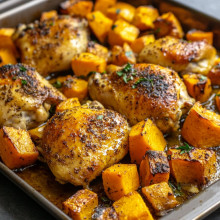 Halloween Pumpkin Spice Chicken and Squash Sheet Pan