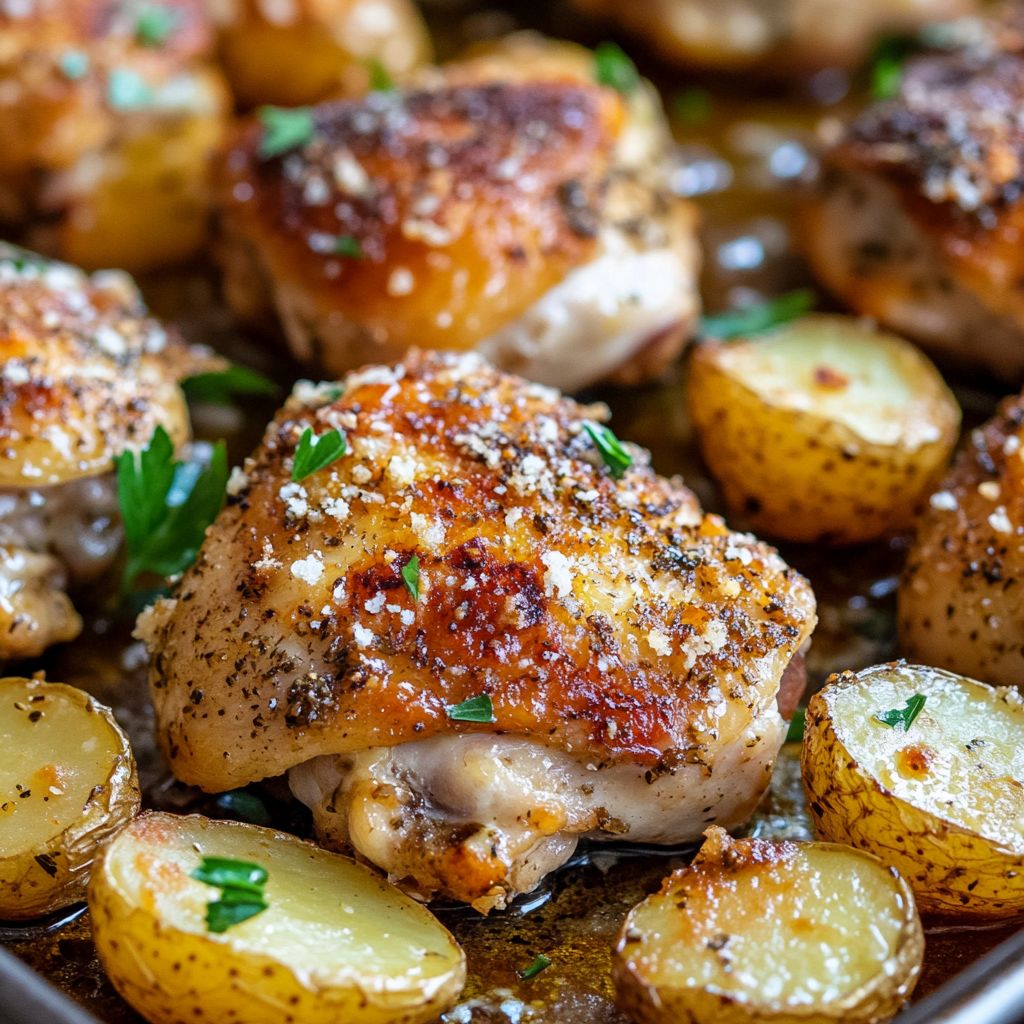  Sheet Pan Garlic Parmesan Chicken and Potatoes 