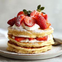 Strawberry Shortcake Pancakes with Fresh Cream