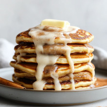 Cinnamon Roll Pancakes with Cream Cheese Glaze