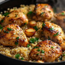 One-Pot Garlic Butter Chicken with Quinoa