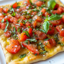Quick Homemade Flatbread with Tomato Basil Topping