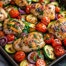  Sheet Pan Mediterranean Chicken with Zucchini