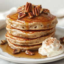 Maple Pecan Pancakes with Cinnamon Cream