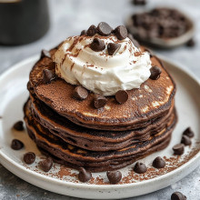 Double Chocolate Pancakes with Whipped Cream