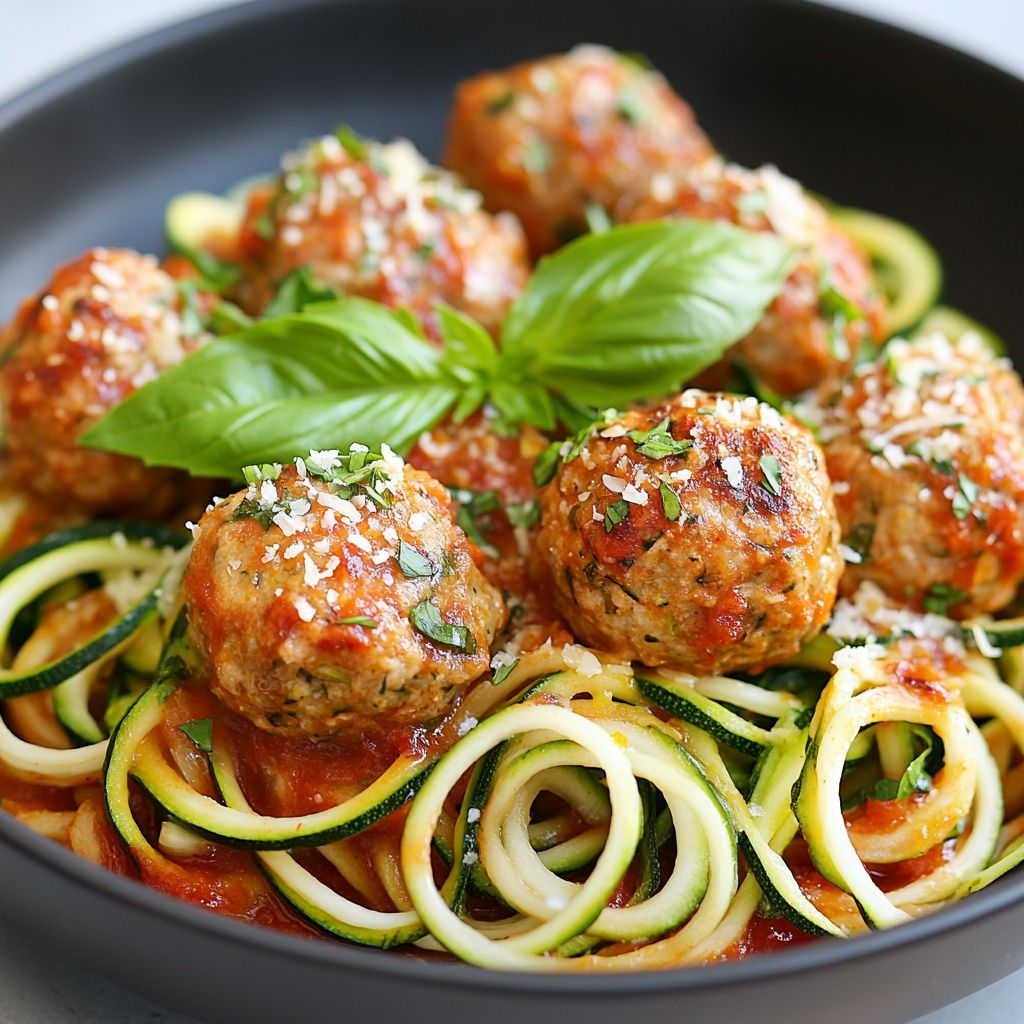 Healthy Turkey Meatballs with Zoodles