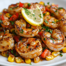Cajun Shrimp with Corn and Bell Peppers