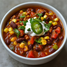 Spicy Bean Chili with Corn and Peppers