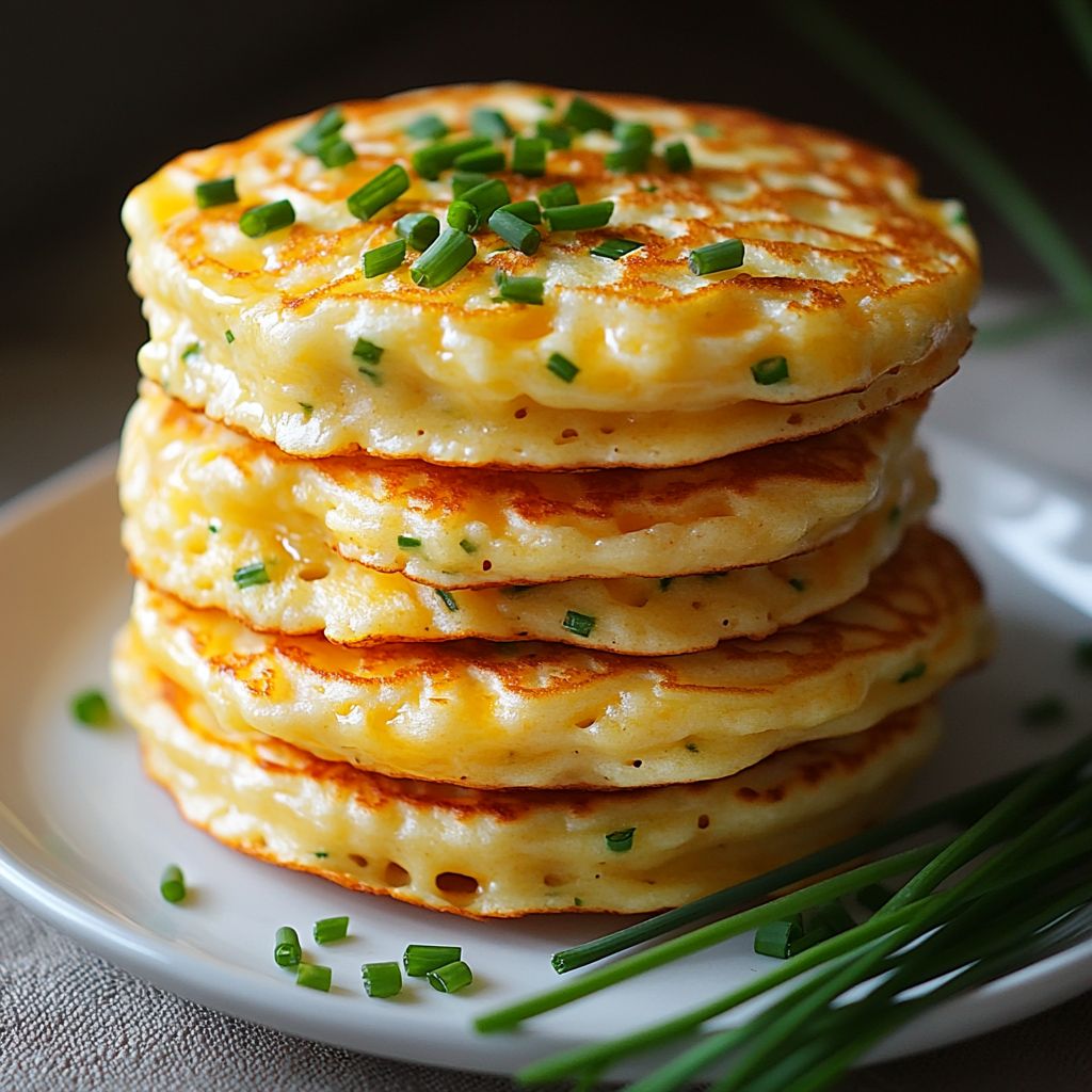 Savory Cheddar and Chive Pancakes from Scratch