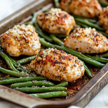 Garlic Parmesan Chicken and Green Beans Sheet Pan