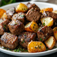 Garlic Butter Steak Bites with Potatoes