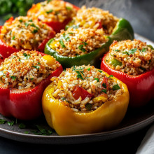Stuffed Bell Peppers with Herbed Brown Rice