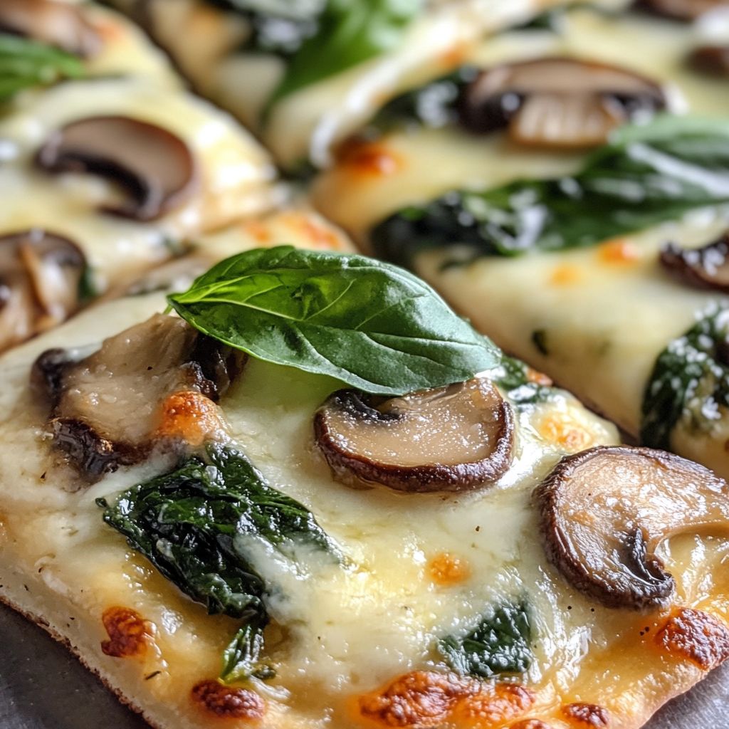  Cheesy Mushroom Spinach Flatbread 